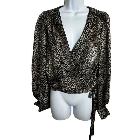 Generation Love 100% silk wrap top blouse Animal leopard print size small - Picture 12 of 12